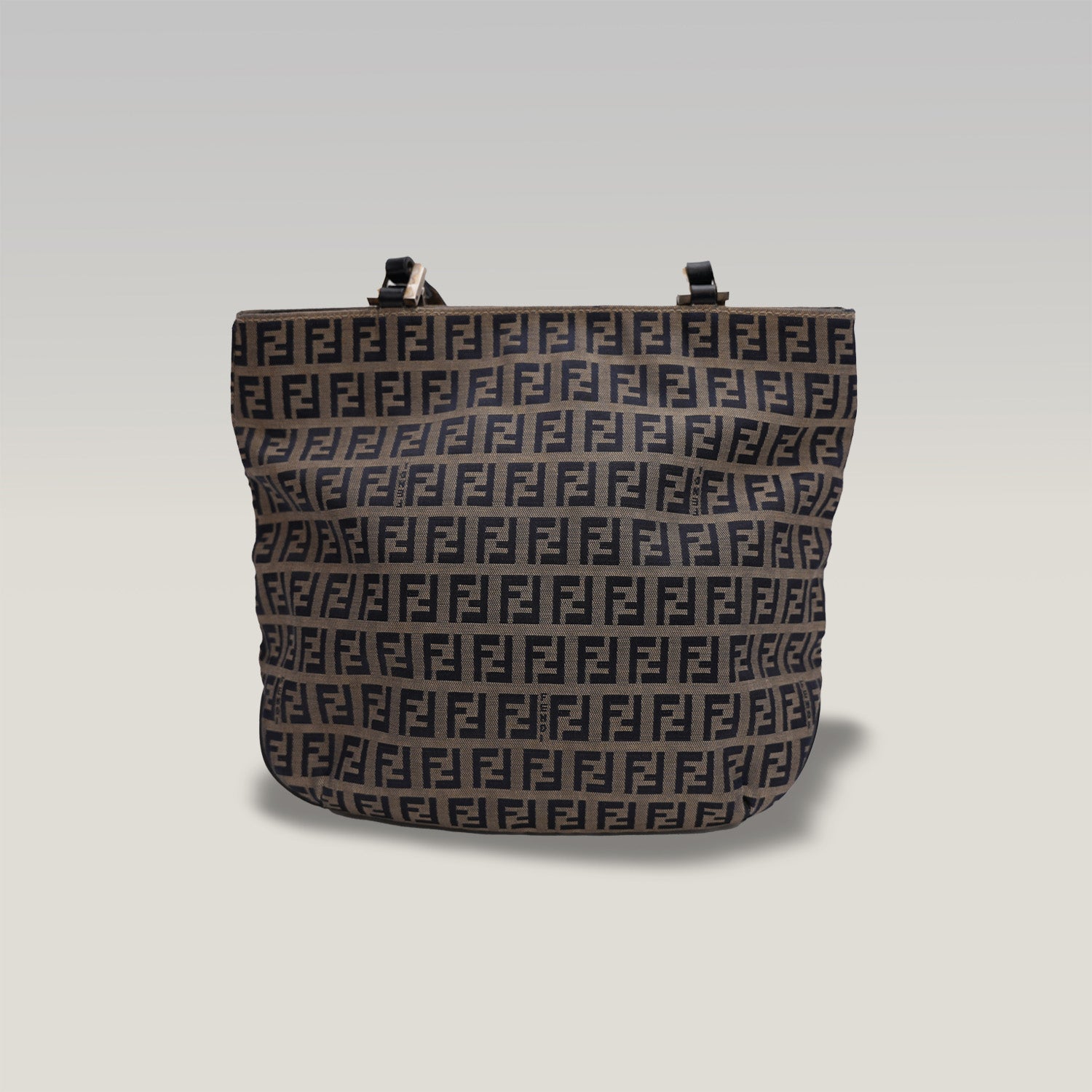 Fendi FF – borsa a mano in tela monogram con hardware argento