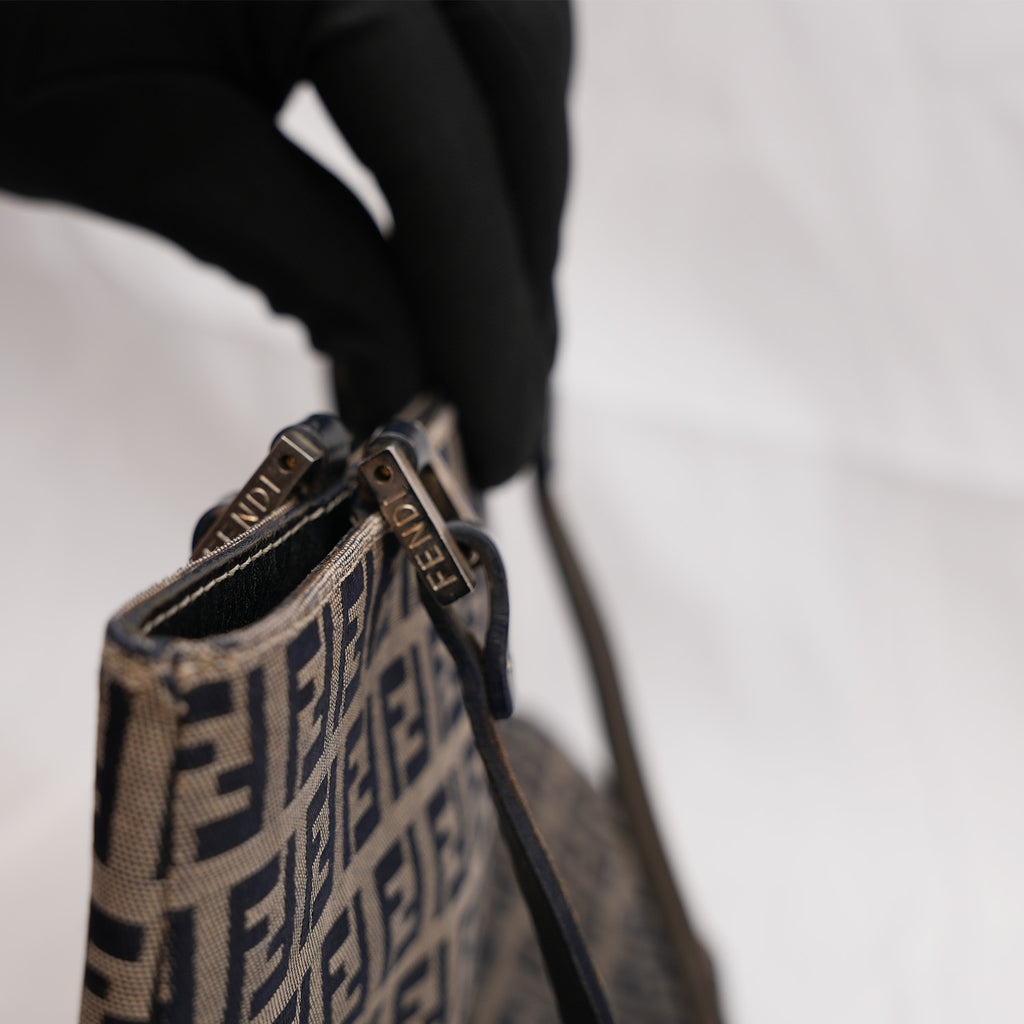 Fendi FF – borsa a mano in tela monogram con hardware argento