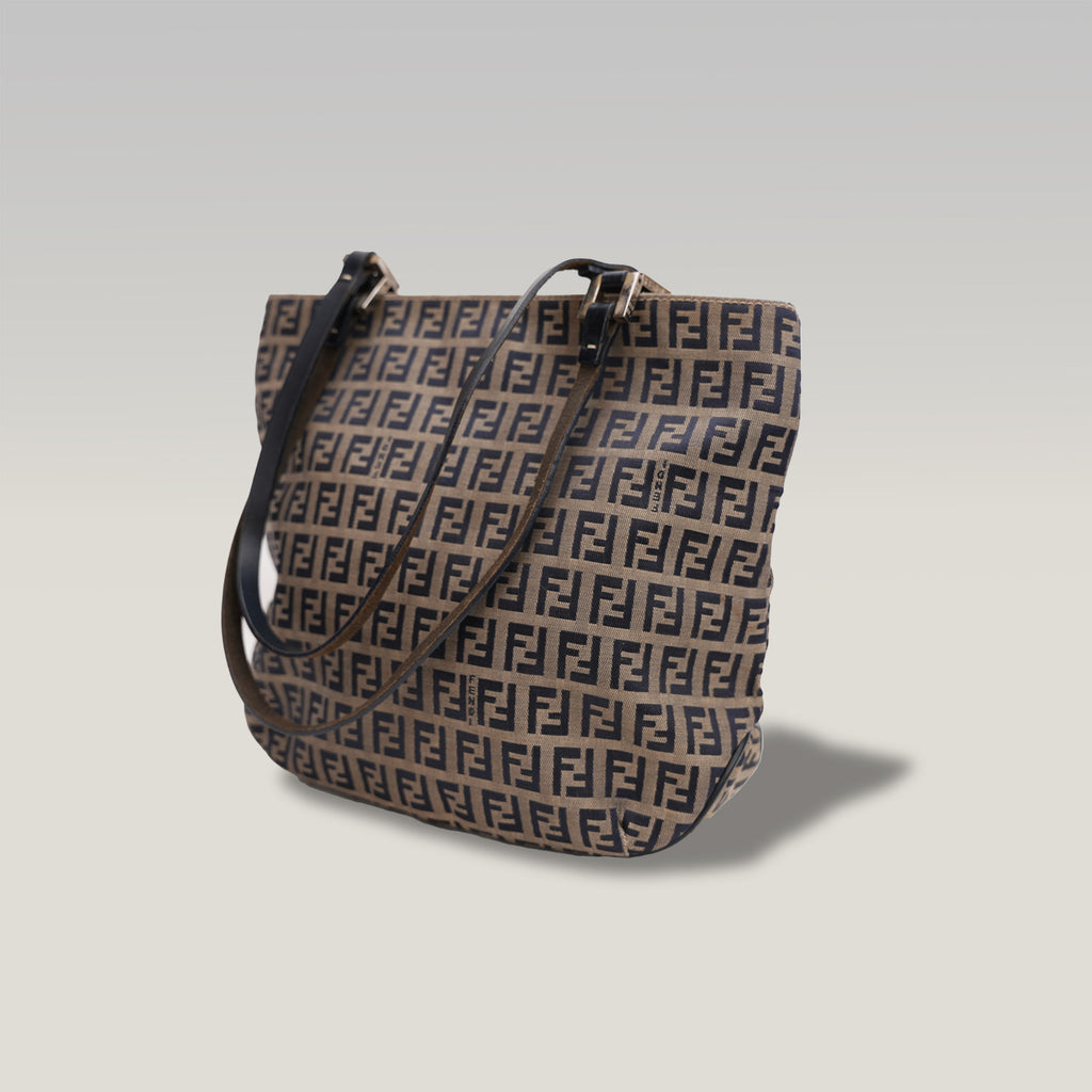 Fendi FF – borsa a mano in tela monogram con hardware argento