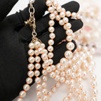 Chanel Collana Multigiro di Perle con Charm Tweed e Dettagli Arancioni