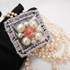 Chanel Collana Multigiro di Perle con Charm Tweed e Dettagli Arancioni