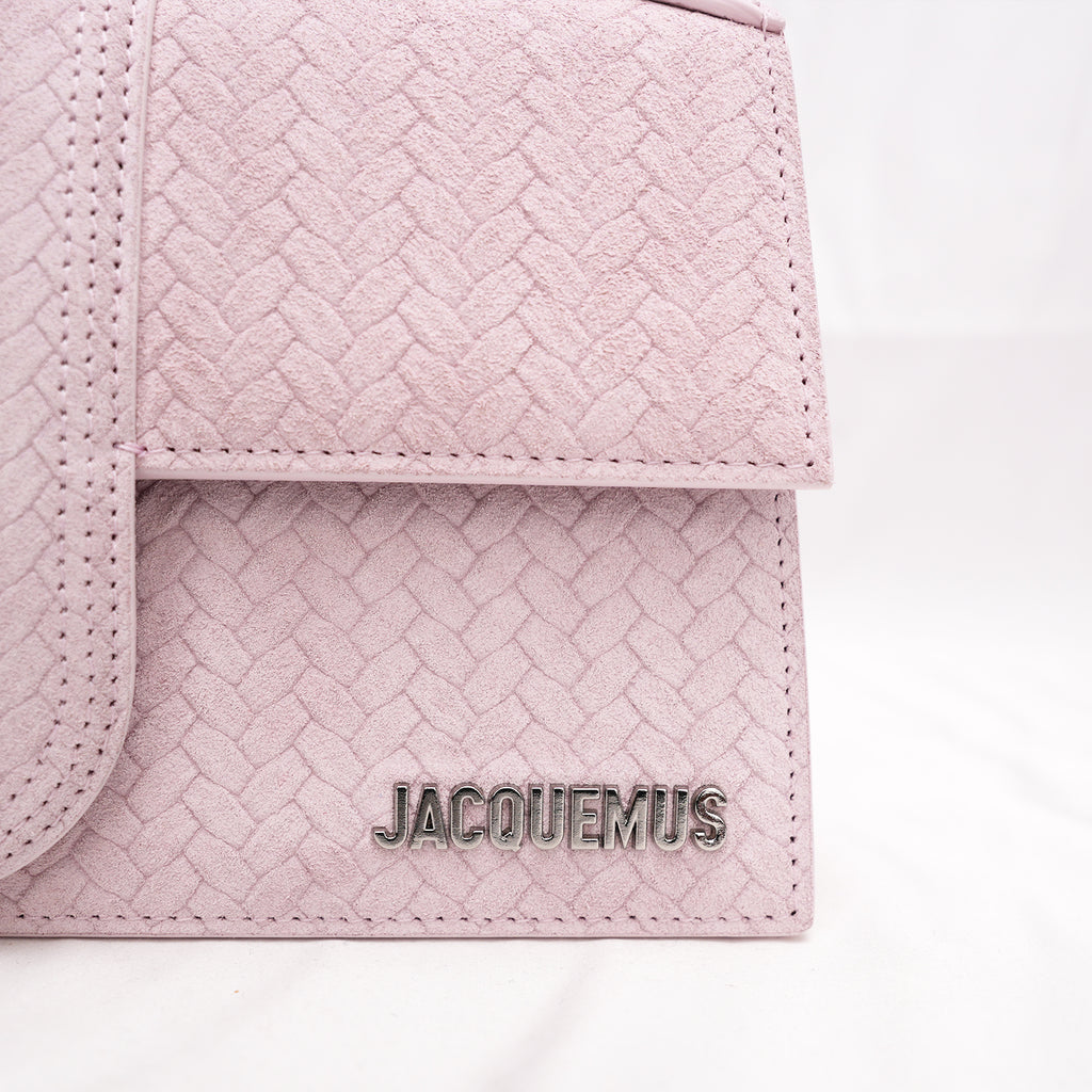 Jacquemus Le Grand Bambino Rosa in Pelle Goffrata Effetto Coccodrillo con Tracolla