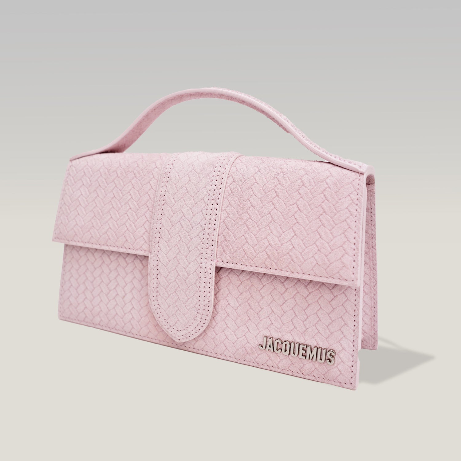 Jacquemus Le Grand Bambino Rosa in Pelle Goffrata Effetto Coccodrillo con Tracolla