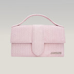 Jacquemus Le Grand Bambino Rosa in Pelle Goffrata Effetto Coccodrillo con Tracolla