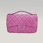 CHANEL Classic Flap Easy Carry Media in Pitone Viola Matelassé