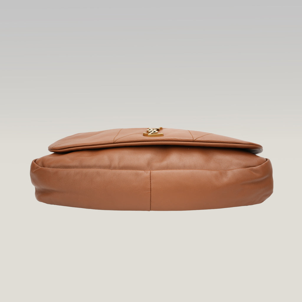 Saint Laurent Jamie Large Brown Quilted Leather Bag with Gold Chain