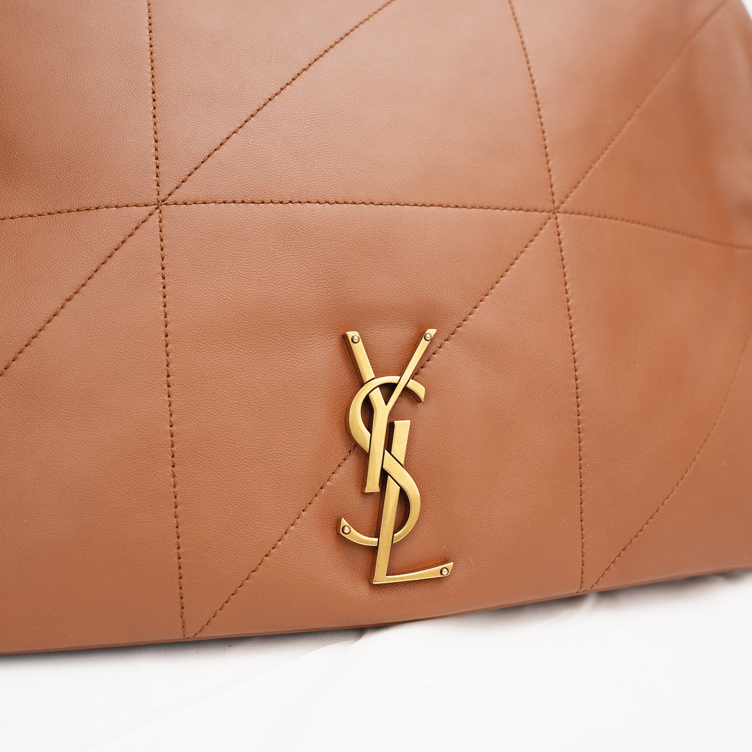 Saint Laurent Jamie Large Brown Quilted Leather Bag with Gold Chain