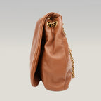 Saint Laurent Jamie Large Brown Quilted Leather Bag with Gold Chain
