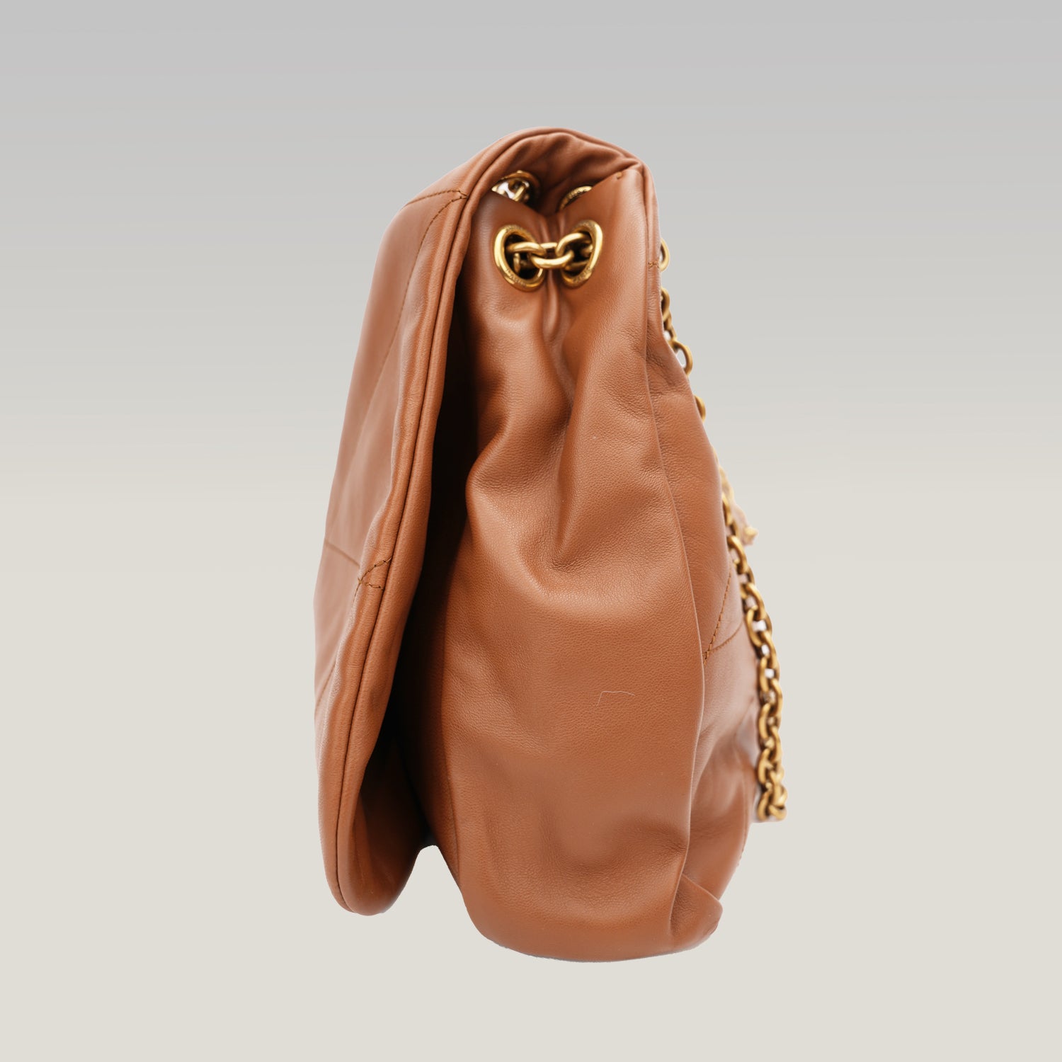 Saint Laurent Jamie Large Brown Quilted Leather Bag with Gold Chain