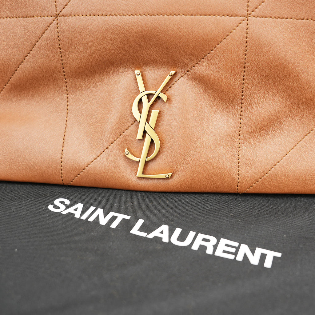 Saint Laurent Jamie Large Brown Quilted Leather Bag with Gold Chain
