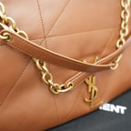 Saint Laurent Jamie Large Brown Quilted Leather Bag with Gold Chain