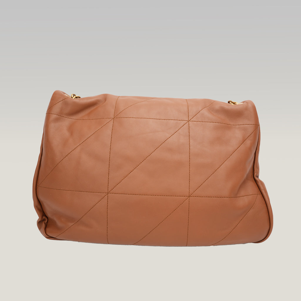 Saint Laurent Jamie Large Brown Quilted Leather Bag with Gold Chain