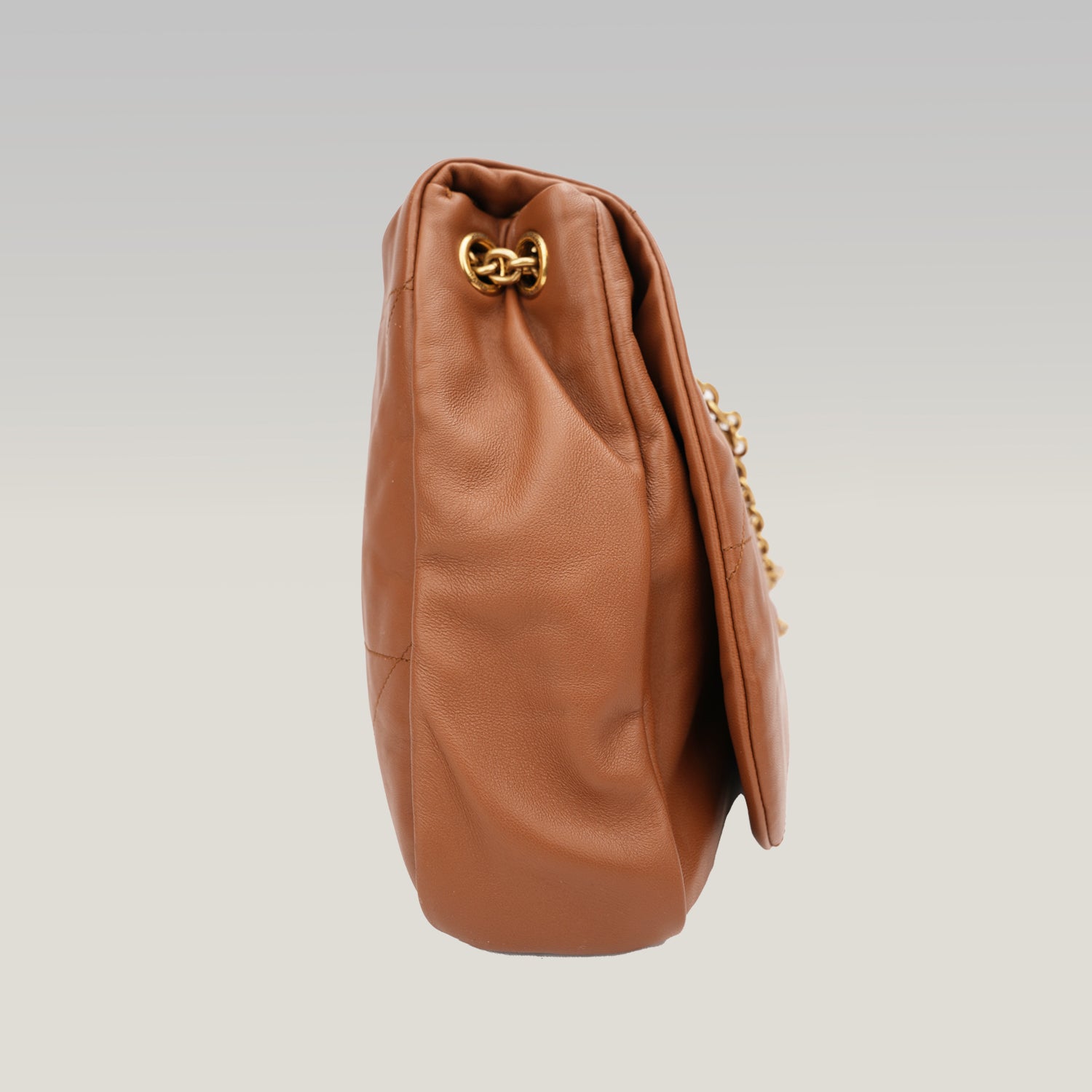 Saint Laurent Jamie Large Brown Quilted Leather Bag with Gold Chain
