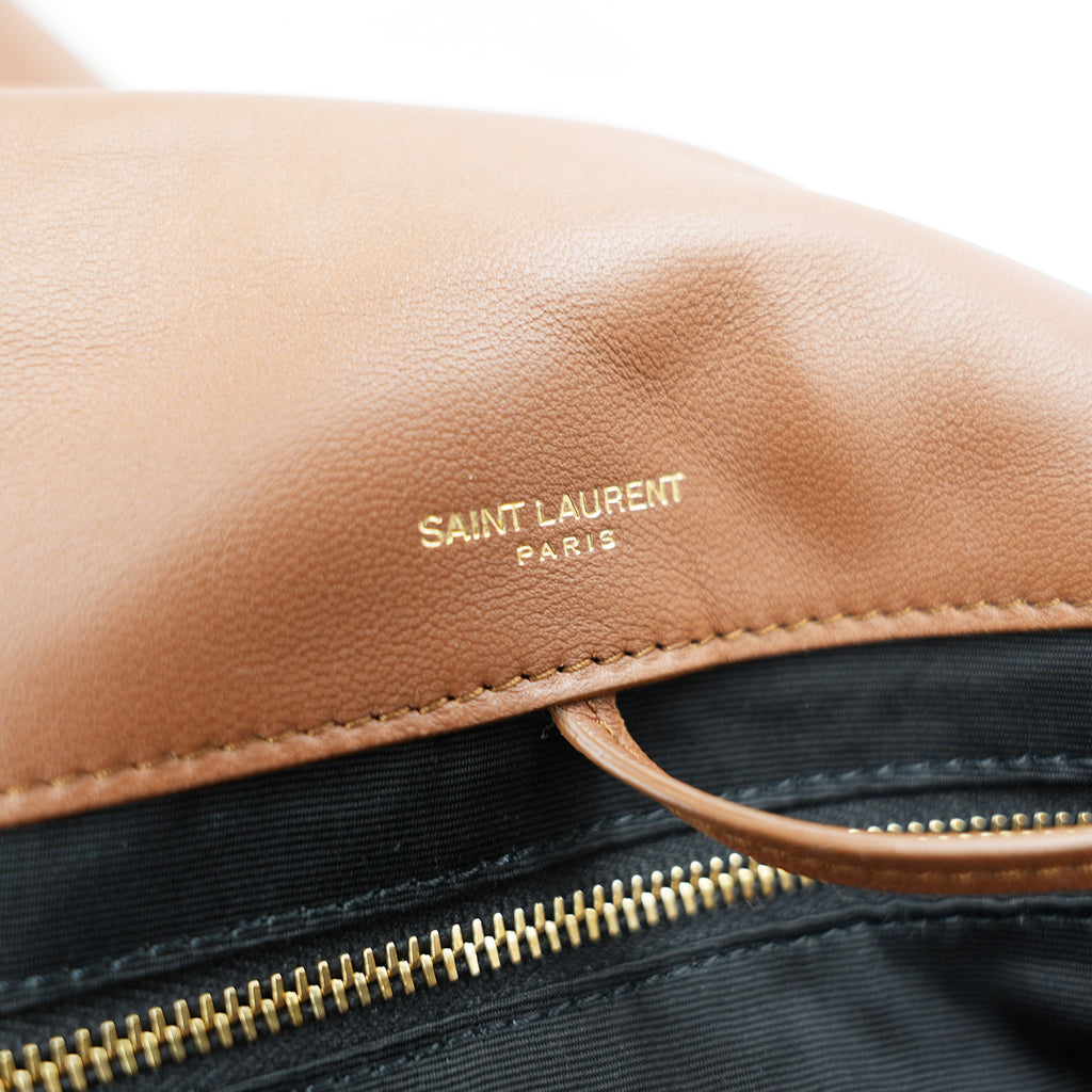 Saint Laurent Jamie Large Brown Quilted Leather Bag with Gold Chain