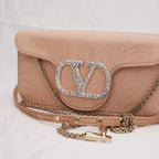 Valentino LOCÒ – borsa a mano / a spalla in pelle color rosa cannella
