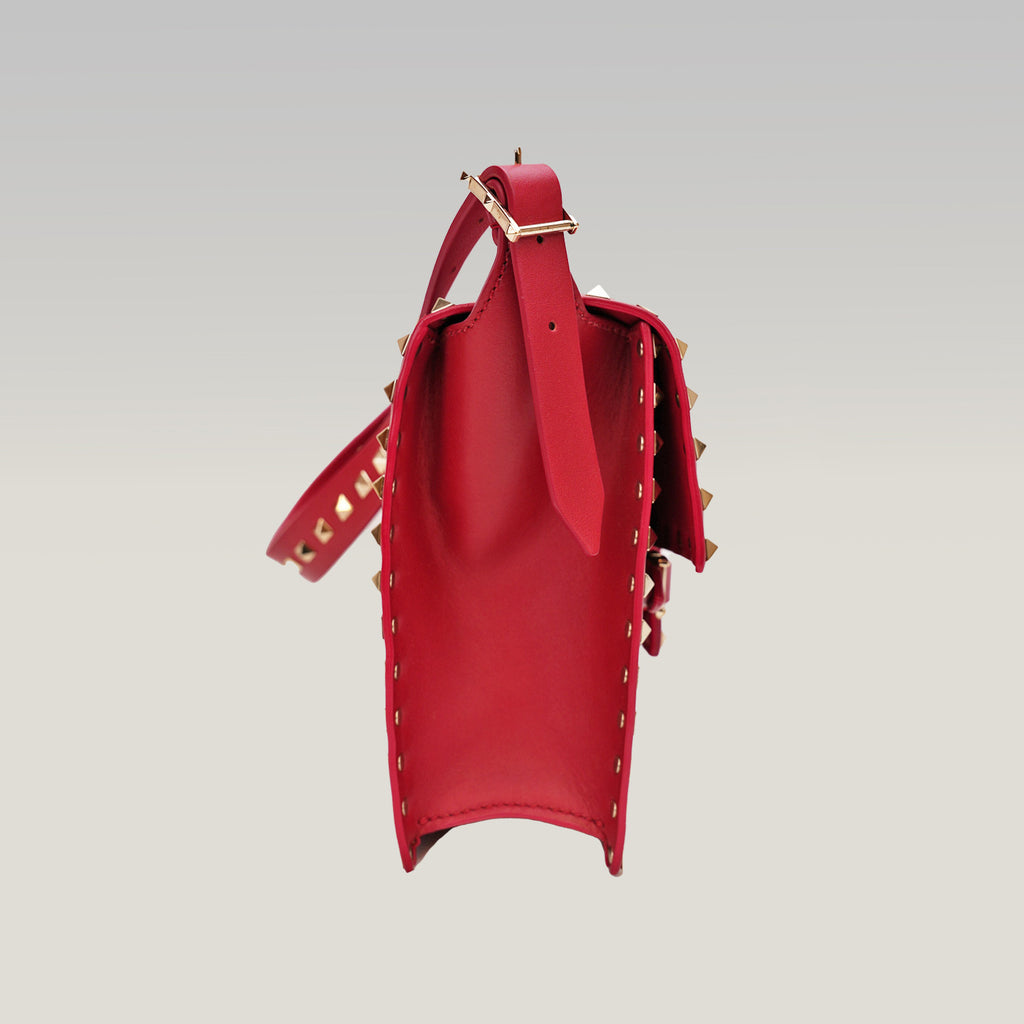 Valentino Rockstud – borsa a spalla rossa in pelle con borchie