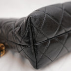 Chanel 24P Shiny Lambskin Quilted CC Hobo Black Borsa