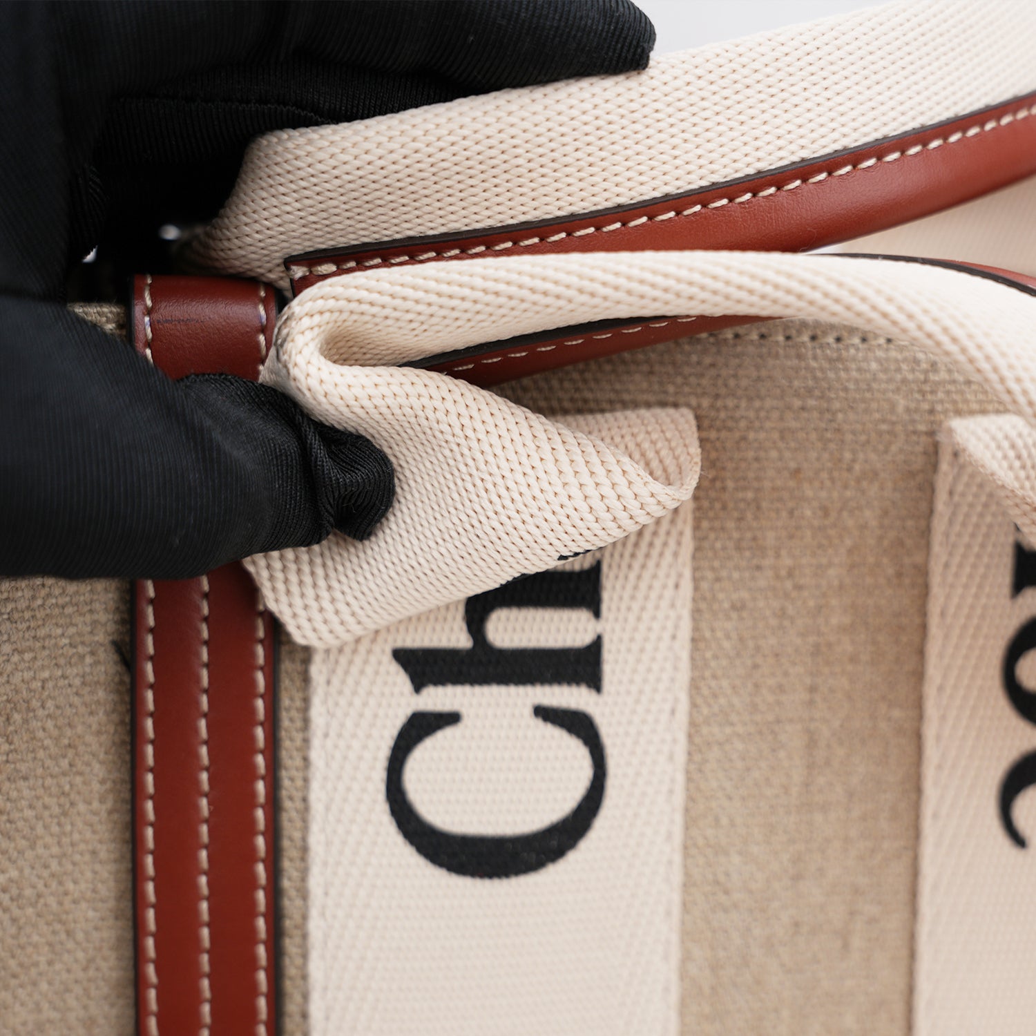 Chloé Tote bag piccola Woody in lino Chloé