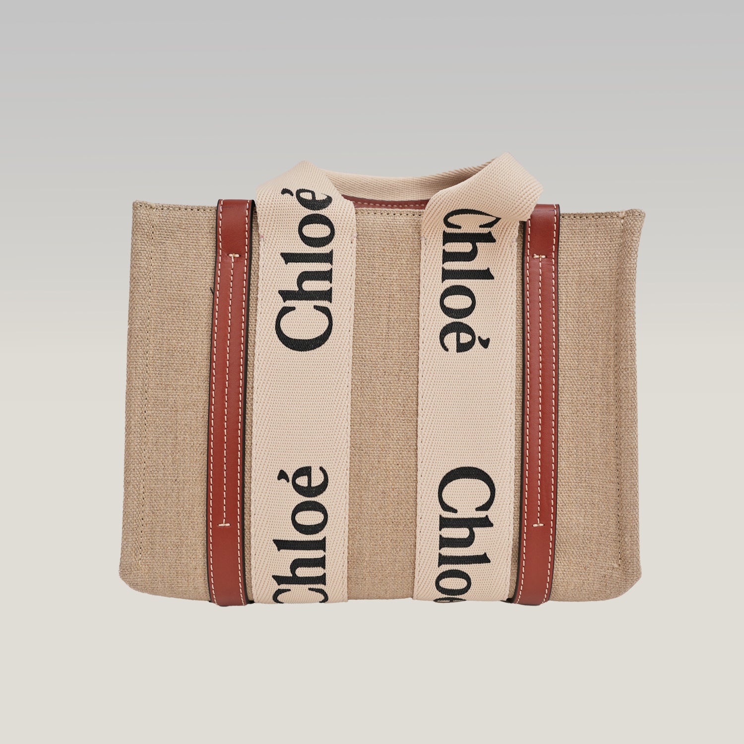 Chloé Tote bag piccola Woody in lino Chloé