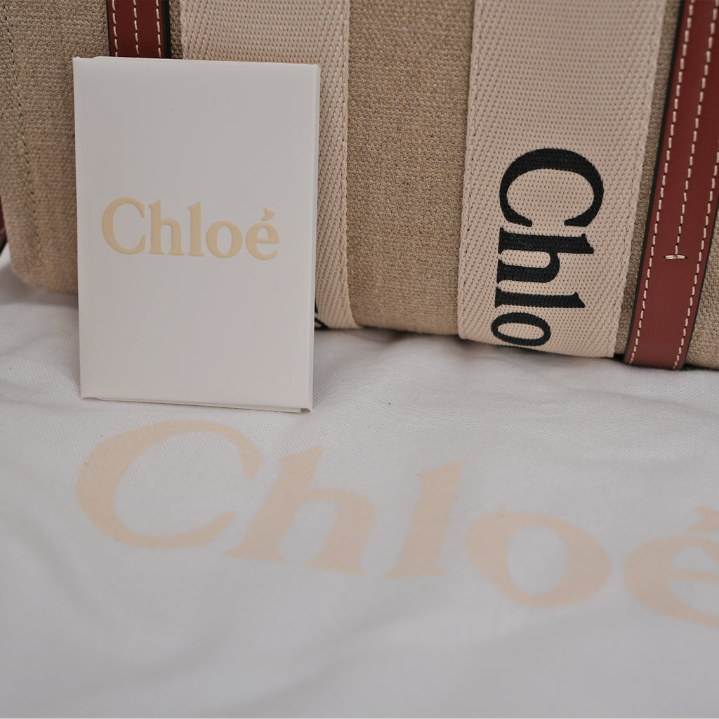 Chloé Tote bag piccola Woody in lino Chloé