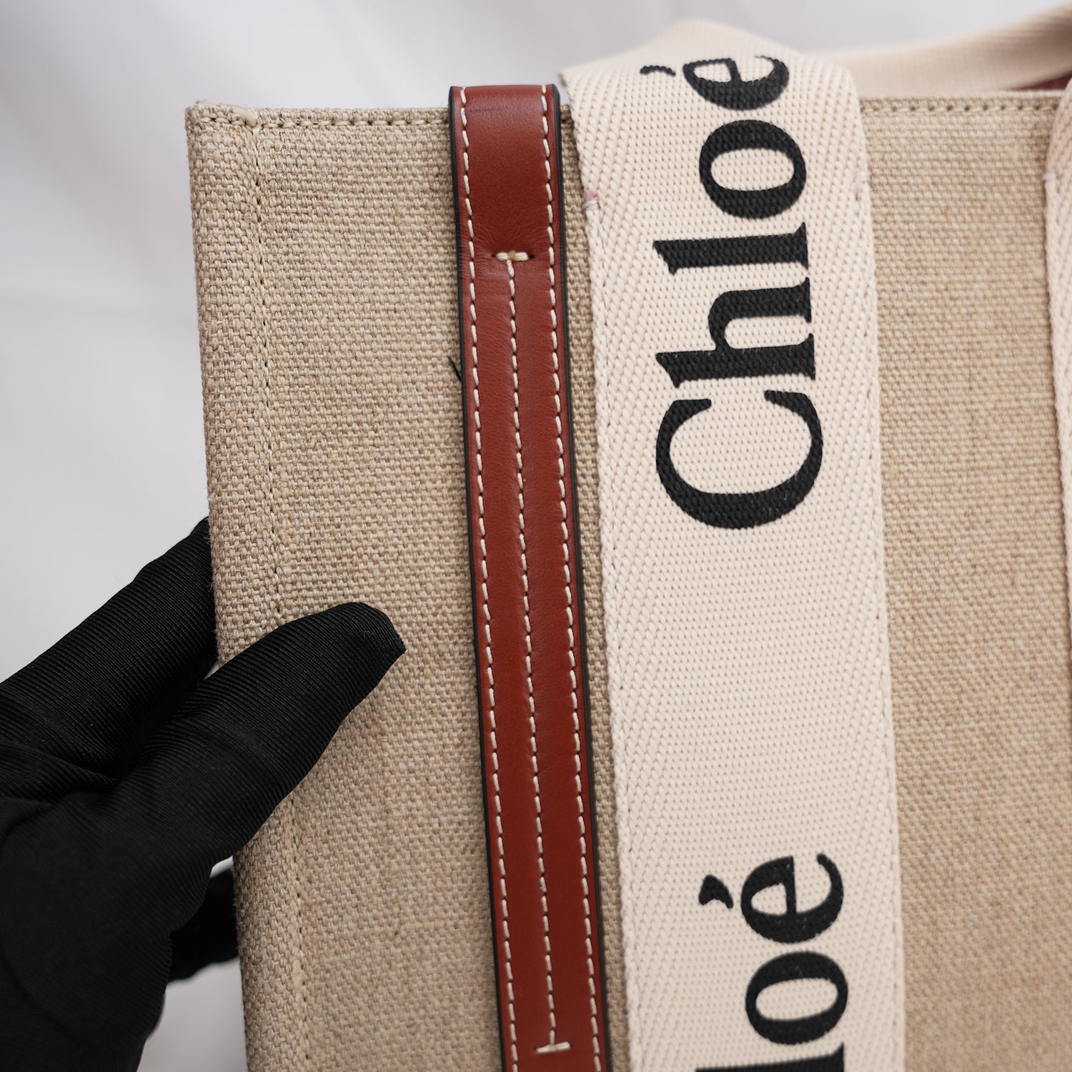 Chloé Tote bag piccola Woody in lino Chloé