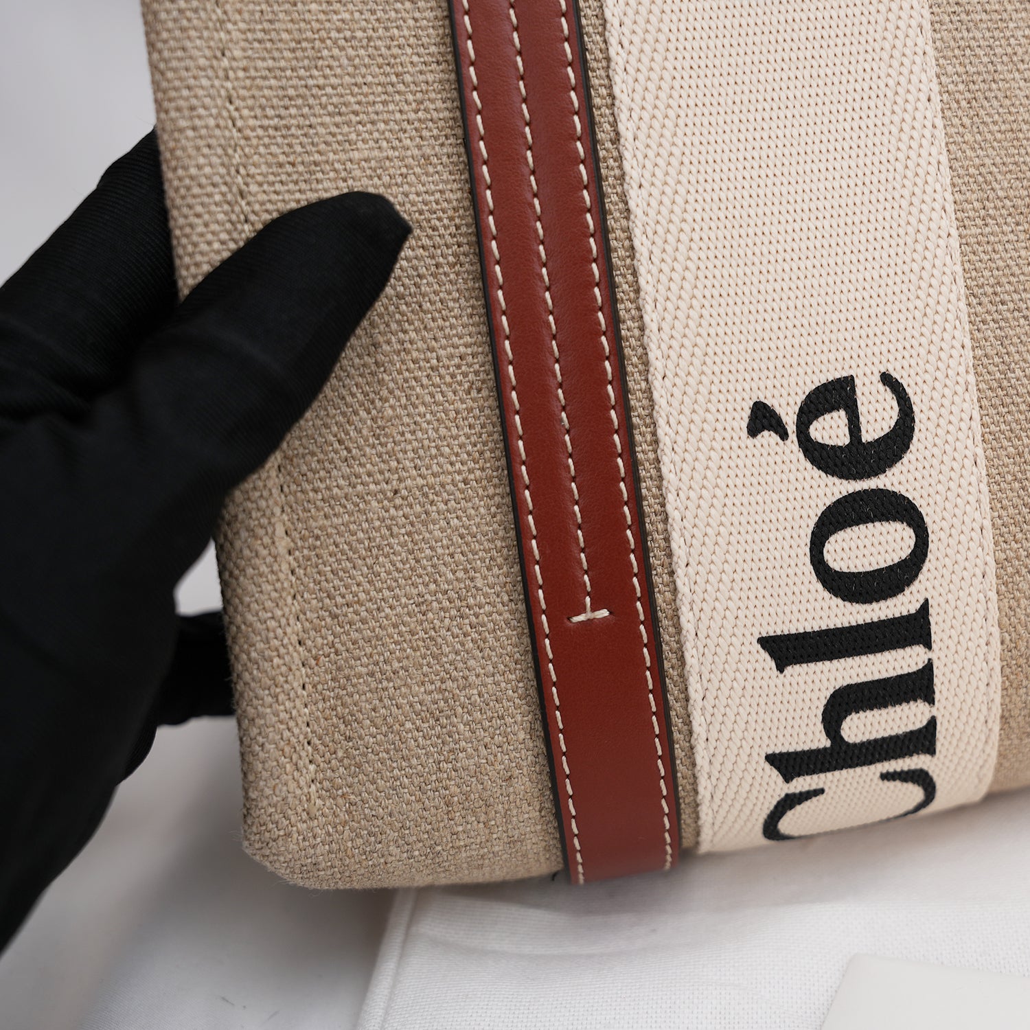 Chloé Tote bag piccola Woody in lino Chloé