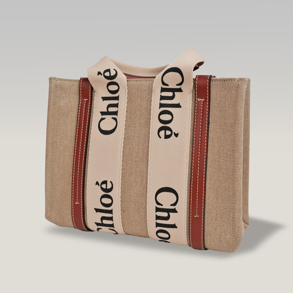 Chloé Tote bag piccola Woody in lino Chloé
