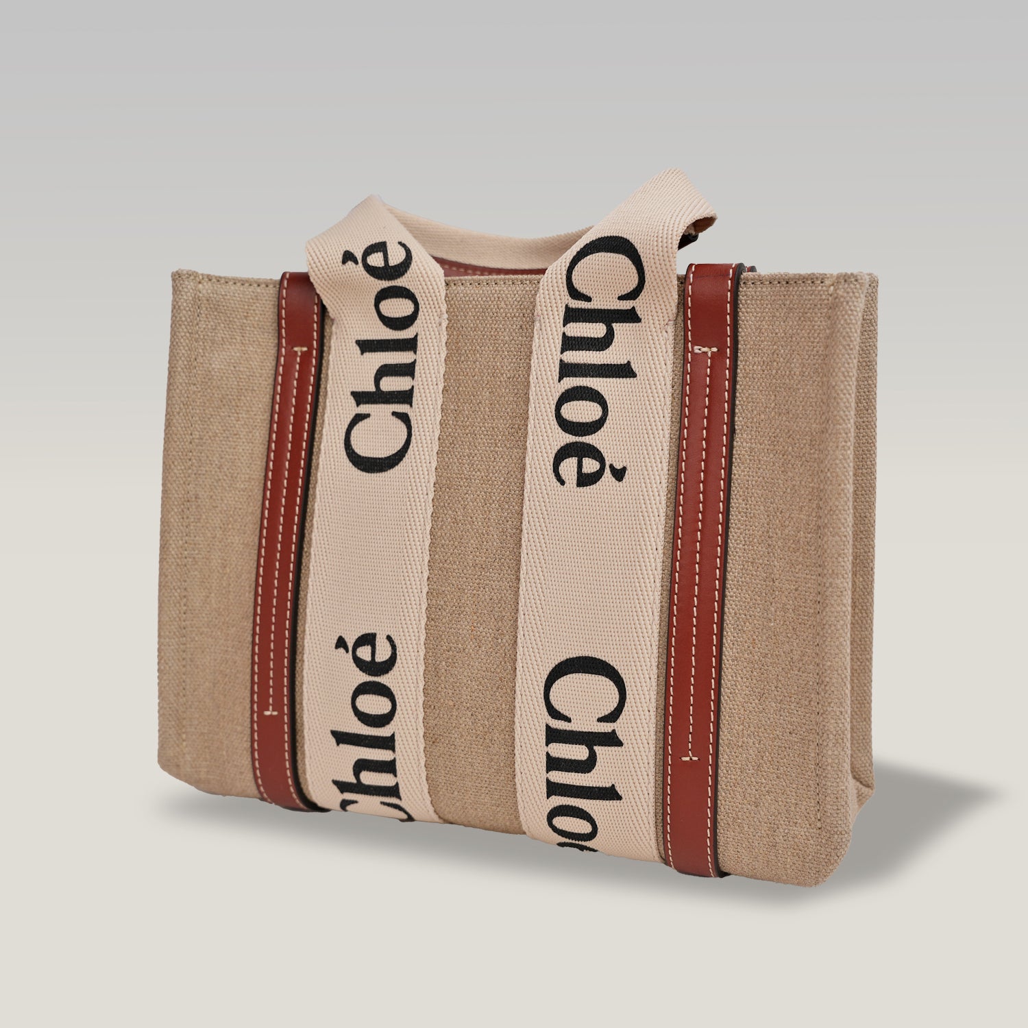 Chloé Tote bag piccola Woody in lino Chloé