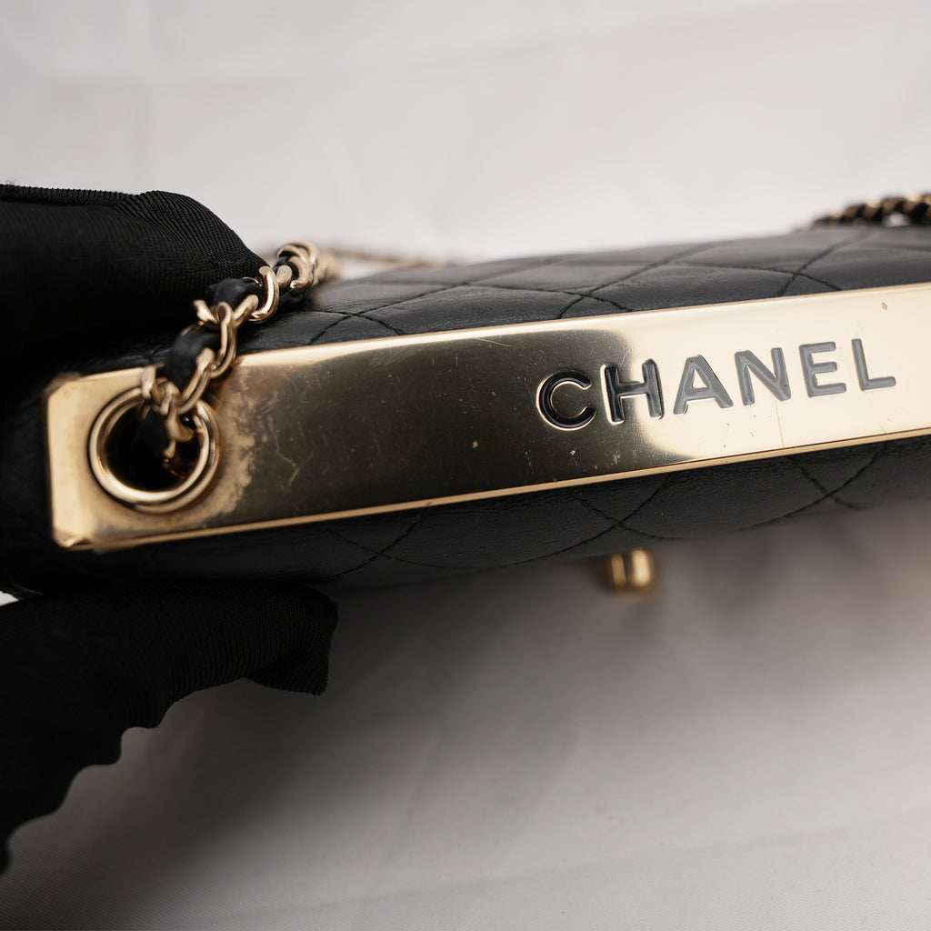 Chanel Trendy CC Quilted Black Shoulder Bag with Gold Clasp 