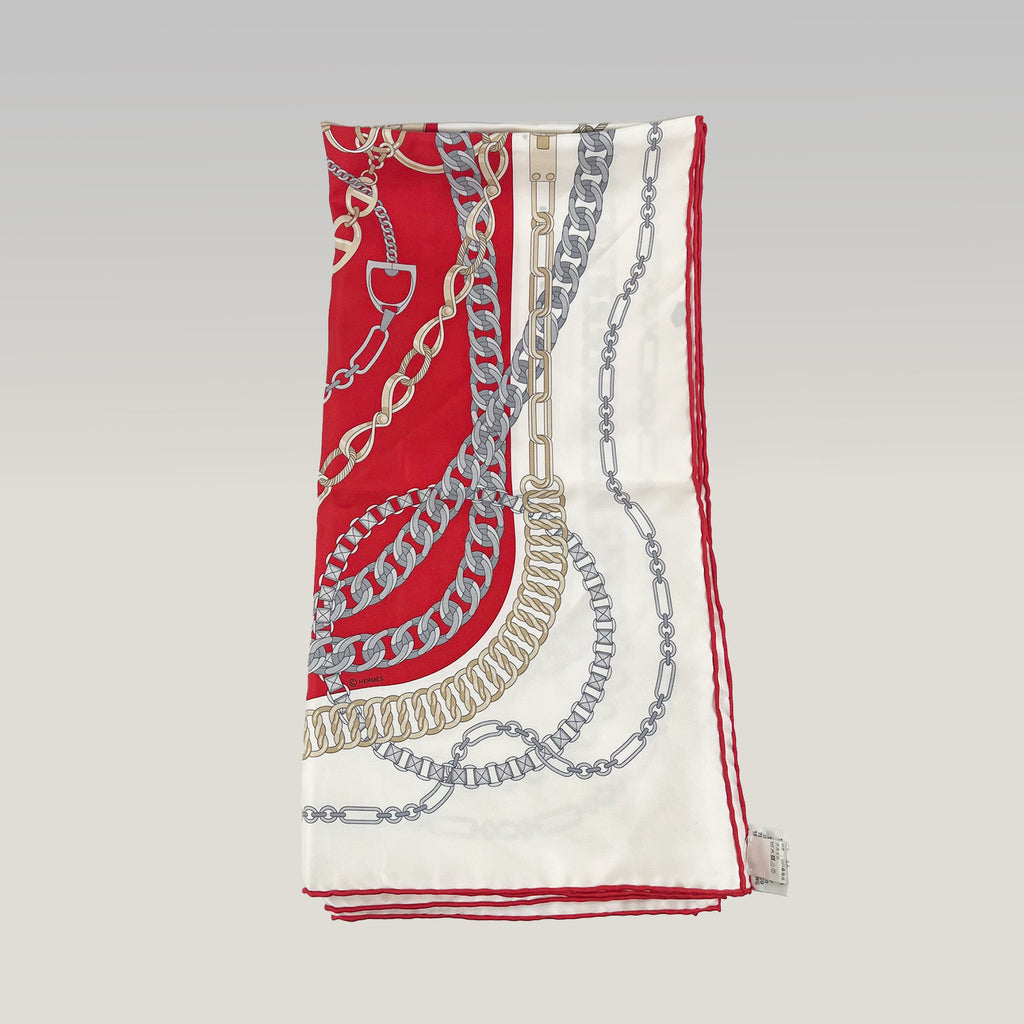 Hermès Multicolor Silk Scarf with Chain Pattern