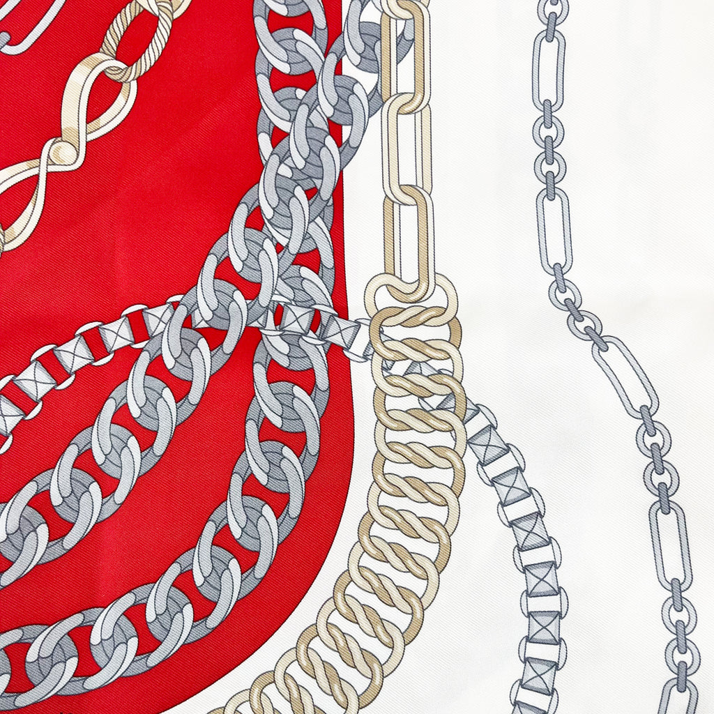 Hermès Multicolor Silk Scarf with Chain Pattern