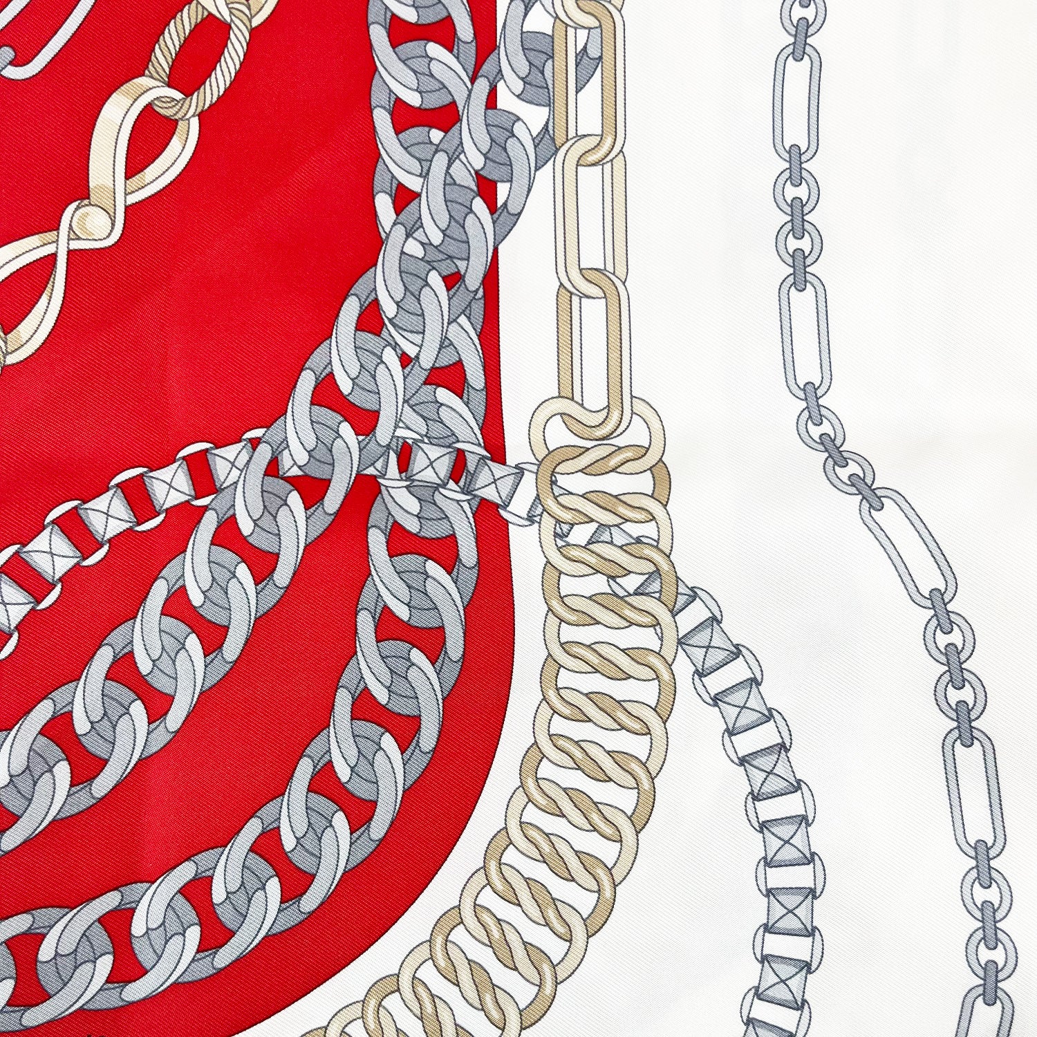 Hermès Multicolor Silk Scarf with Chain Pattern