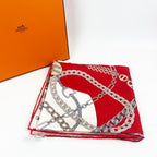 Hermès Multicolor Silk Scarf with Chain Pattern