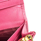 Prada Pink Saffiano Leather Long Wallet with Logo
