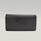 Chanel Camellia Long Wallet in Black with Silver Hardware 