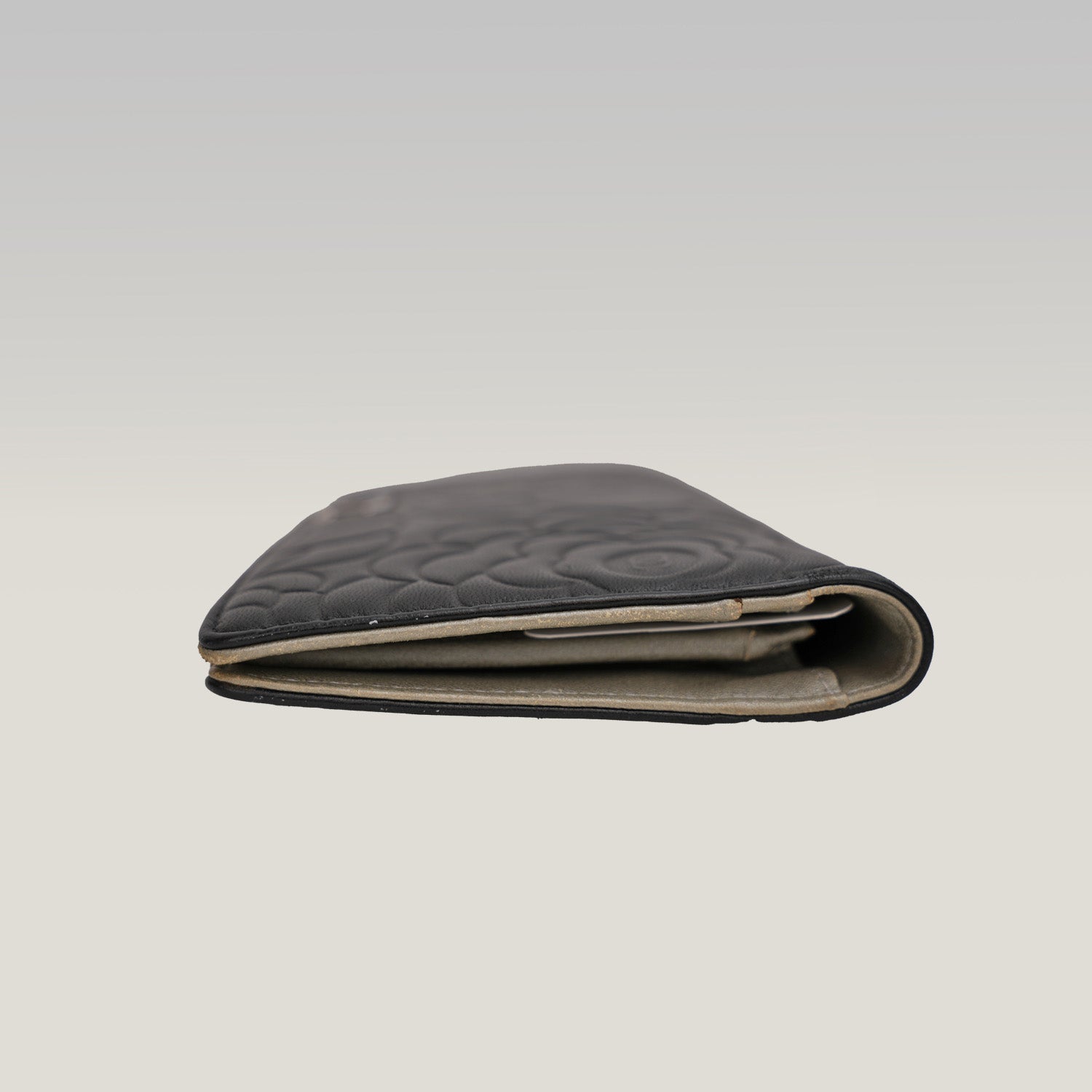 Chanel Camellia Long Wallet in Black with Silver Hardware 