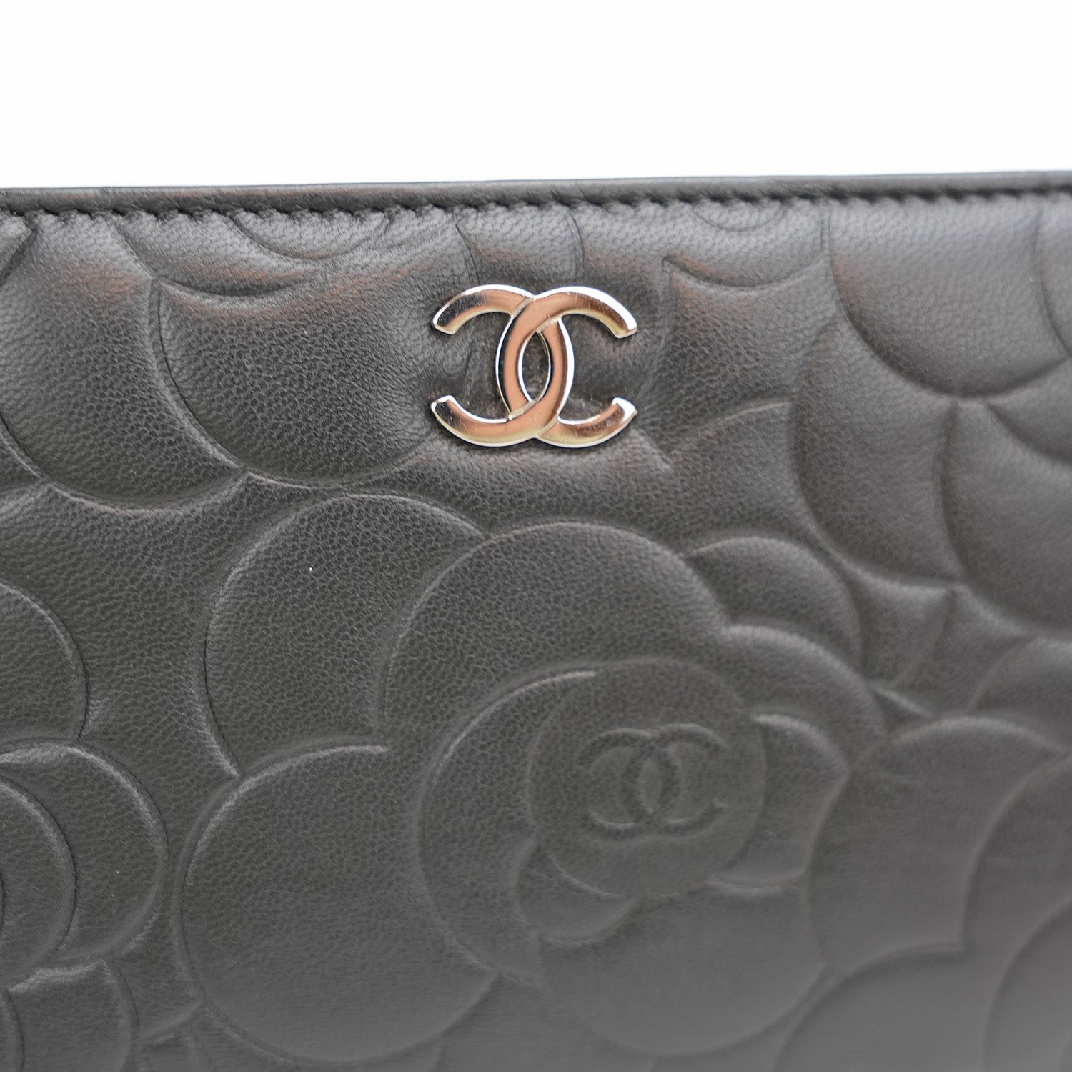 Chanel Camellia Long Wallet in Black with Silver Hardware 