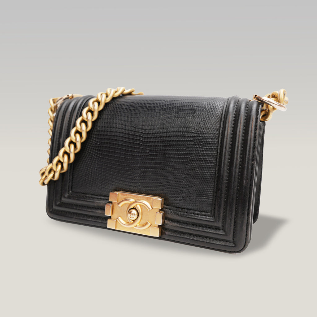 Chanel Le Boy Black Lizard Skin 