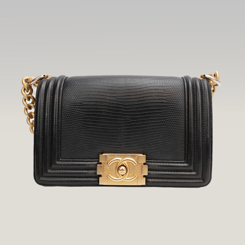 Chanel Le Boy Black Lizard Skin 