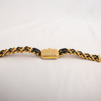 Chanel Première Orologio Nero e Oro con Bracciale a Catena in Pelle e Metallo Dorato