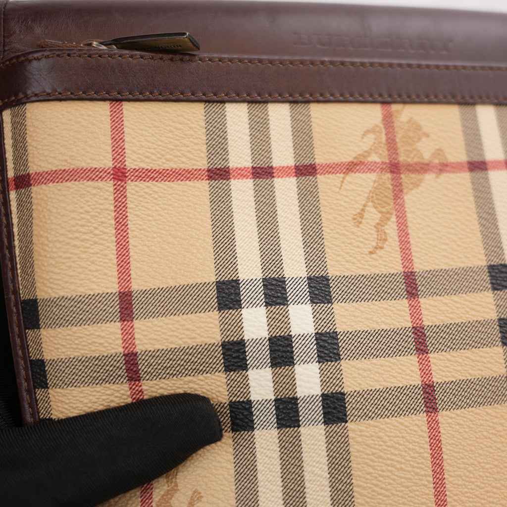 Burberry Vintage Nova Check Messenger Bag Beige Canvas & Brown Leather Crossbody Bag
