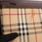Burberry Vintage Nova Check Messenger Bag Beige Canvas & Brown Leather Crossbody Bag