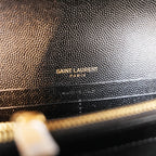 Pochette Saint Laurent Monogram Nera in Pelle Matelassé Chevron con Logo YSL Dorato
