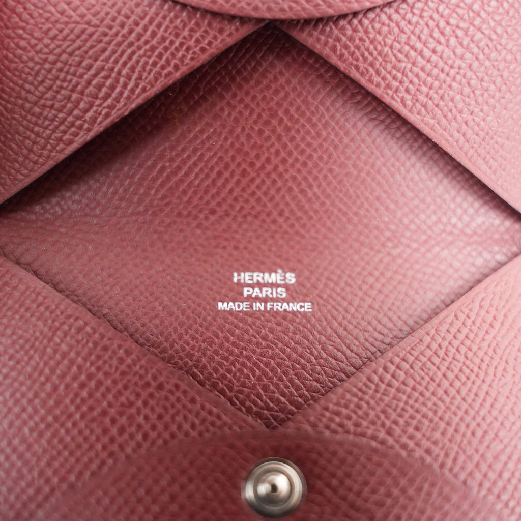 Hermès Portacarte in Pelle Bordeaux Stamp K con Scatola