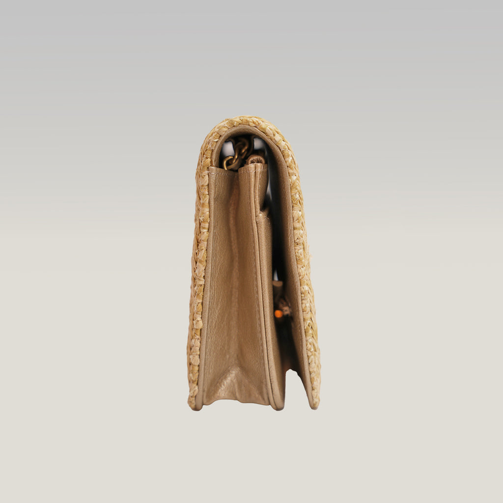 Chanel Wallet On Chain in rafia intrecciata beige