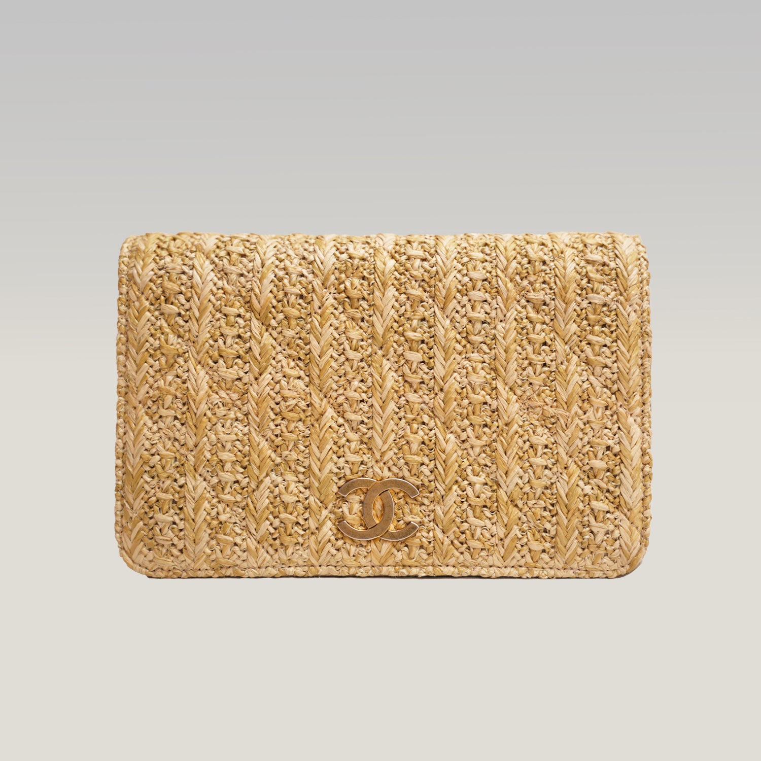 Chanel Wallet On Chain in rafia intrecciata beige
