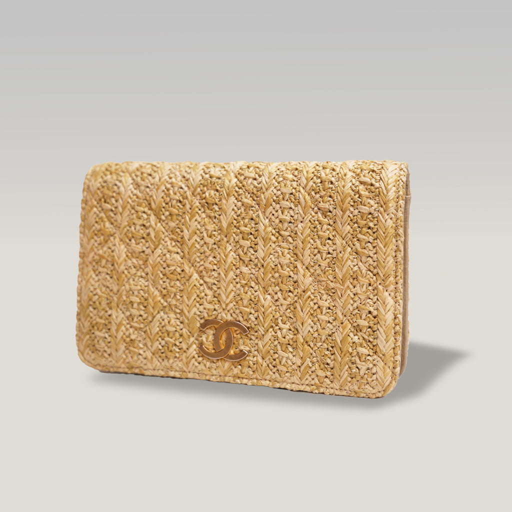 Chanel Wallet On Chain in rafia intrecciata beige