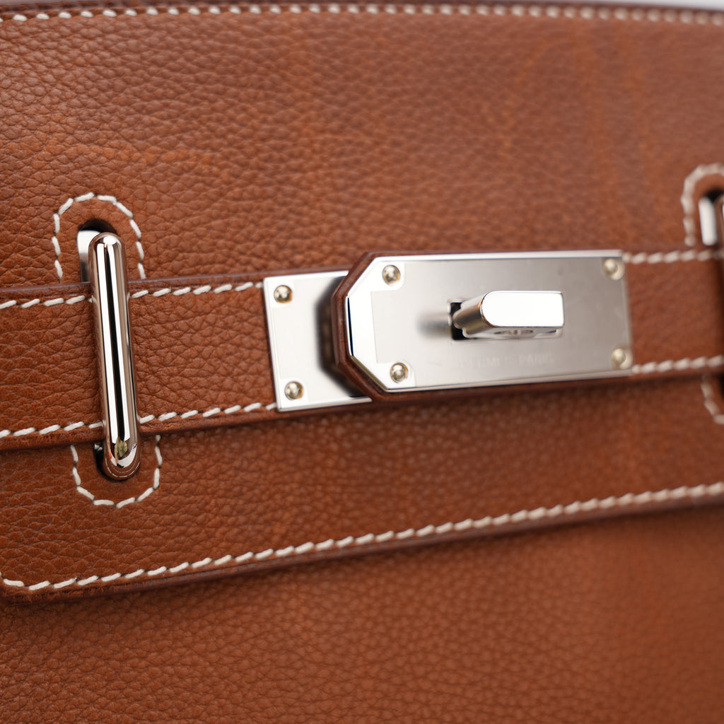 Hermès HAC à Dos large Gold-colored backpack with silver hardware 