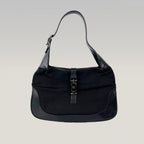 Gucci Jackie Hobo Bag in Black Canvas and Leather with Iconic Closure