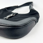 Gucci Jackie Hobo Bag in Black Canvas and Leather with Iconic Closure